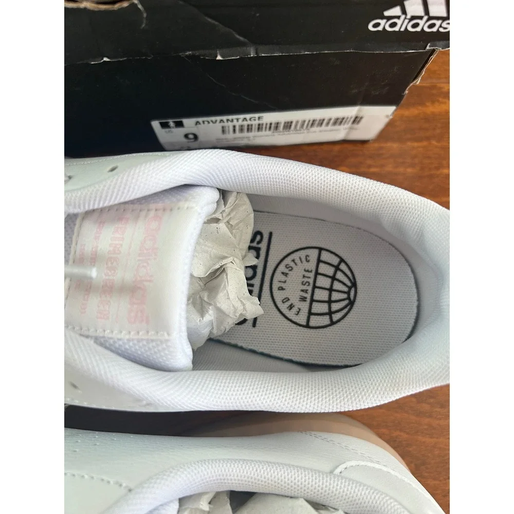 Adidas Advantage Eco Womens‎ Sneakers White Pink FY6032 Size 9.5 M NEW